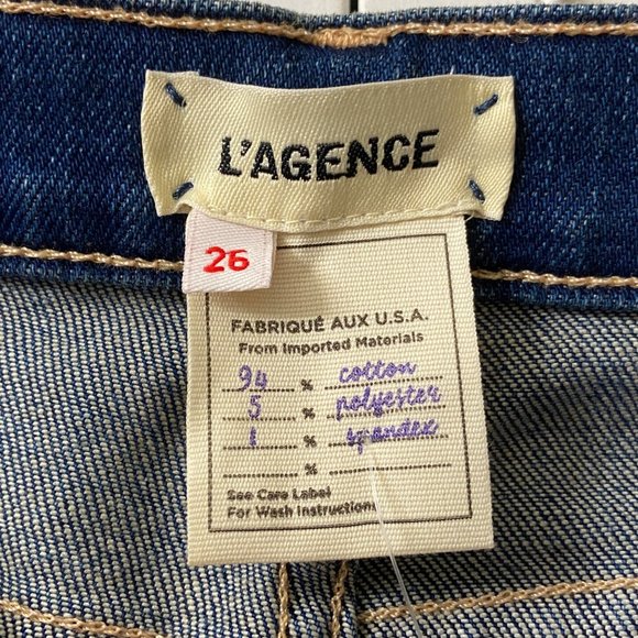 NWT L'AGENCE EL Matador Blue High Rise Slim Straight Raw Hem Jeans 26 - Picture 9 of 10
